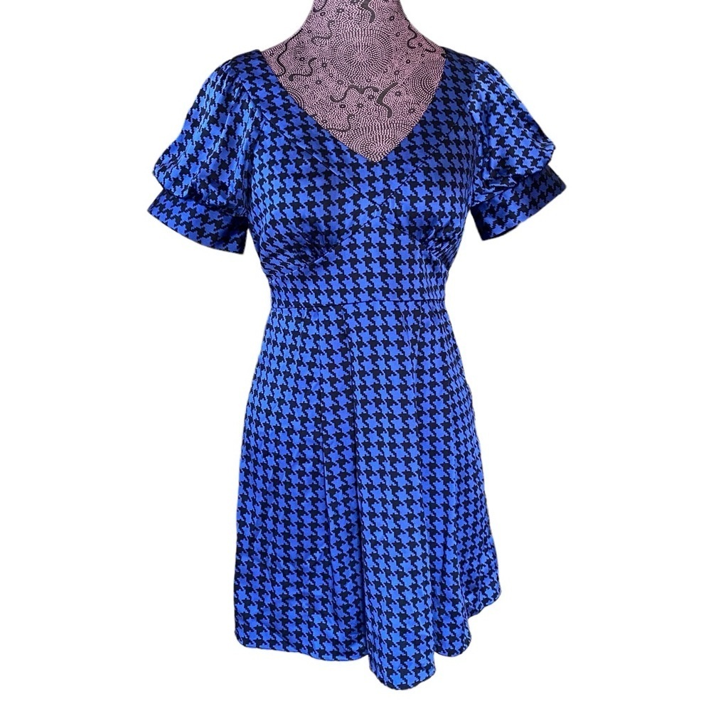 Y2K Vintage Betsey Johnson Sz 6 Silk Blend Houndstooth Dress